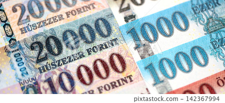 Hungarian Forints currency money bills in big amount. Many HUF currency banknotes Hungarian Forints currency money bills in big amount. Many HUF currency banknotes 142367994
