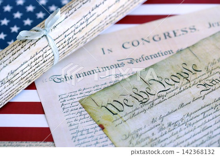 Aged historical documents Washington DC on American Declaration of independence Aged historical documents Washington DC on American Declaration of independence 142368132