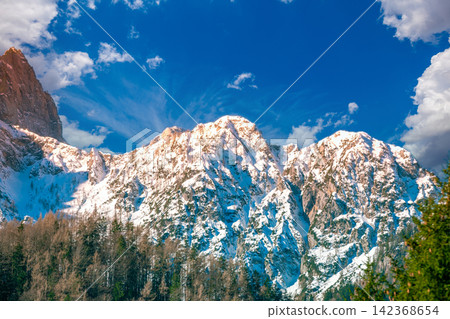 The snowy top of the mountain. Triglav National Park (Triglavski Narodni Park), Slovenia, Europe The snowy top of the mountain. Triglav National Park (Triglavski Narodni Park), Slovenia, Europe 142368654