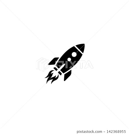 Minimalist black rocket icon symbolizing rapid growth and innovation for digital interface Minimalist black rocket icon symbolizing rapid growth and innovation for digital interface 142368955
