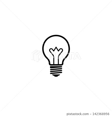 Minimalist black outline light bulb icon representing creative thinking 142368956