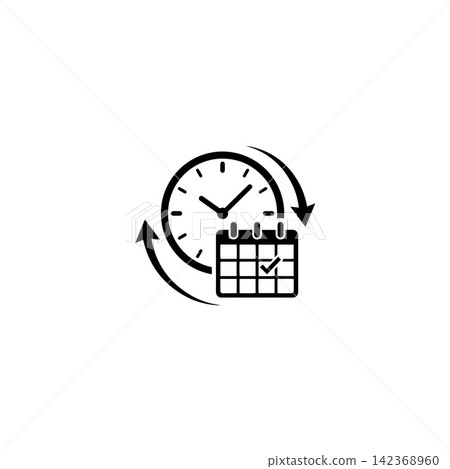 Minimalist time management symbol featuring clock and calendar icon for professional planning 142368960