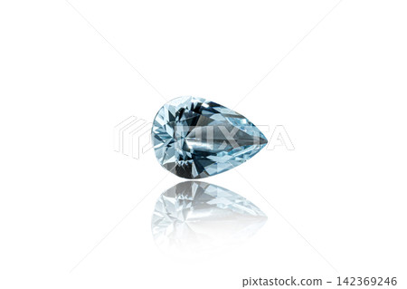macro stone mineral faceted aquamarine on a white background macro stone mineral faceted aquamarine on a white background 142369246