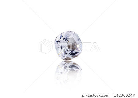 macro mineral faceted stone Morganite on a white background macro mineral faceted stone Morganite on a white background 142369247