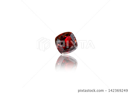 macro mineral faceted stone Garnet on a white background macro mineral faceted stone Garnet on a white background 142369249