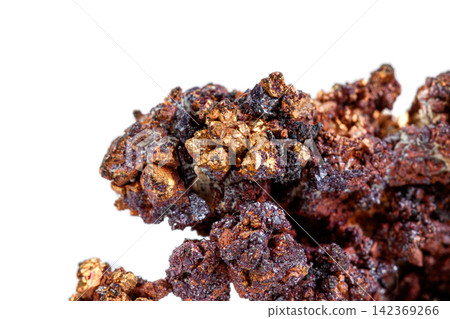 macro mineral stone copper with cuprite on a white background macro mineral stone copper with cuprite on a white background 142369266