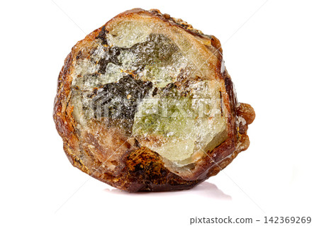 Macro stone Grossular mineral on white background Macro stone Grossular mineral on white background 142369269