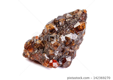 macro mineral garnet stone on a white background macro mineral garnet stone on a white background 142369270