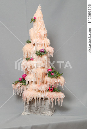 Christmas composition of flowers and Christmas decorations Christmas composition of flowers and Christmas decorations 142369396