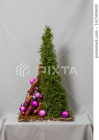 Christmas composition of flowers and Christmas decorations Christmas composition of flowers and Christmas decorations 142369409