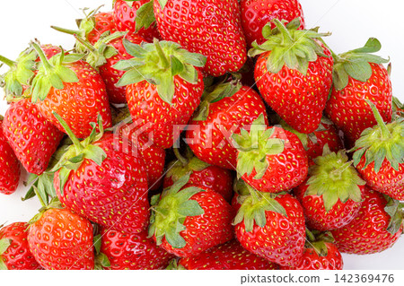 beautiful and ripe red strawberries on a white background 142369476