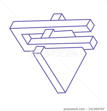 Optical illusion. Impossible shapes. Sacred geometry figure. Abstract eternal geometric object. Impossible endless outline. Optical art. Impossible geometry shape on a white background. Optical illusion. Impossible shapes. Sacred geometry figure. Abstract eternal geometric object. Impossible endless outline. Optical art. Impossible geometry shape on a white background. 142369787