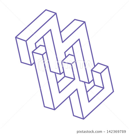 Impossible shapes. Sacred geometry figures. Optical illusion. Abstract eternal geometric object. Impossible endless outline. Line art. Optical art. Impossible geometry shape on a white background. Impossible shapes. Sacred geometry figures. Optical illusion. Abstract eternal geometric object. Impossible endless outline. Line art. Optical art. Impossible geometry shape on a white background. 142369789
