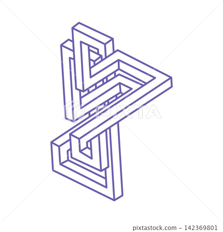 Impossible shapes, optical illusion, vector. Optical art objects. Logo. Geometric figures. Impossible shapes, optical illusion, vector. Optical art objects. Logo. Geometric figures. 142369801