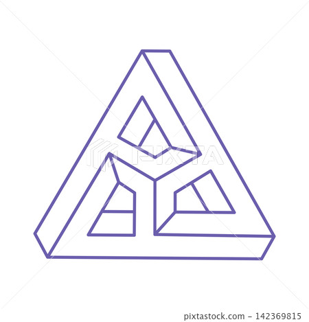 Impossible shapes, optical illusion logo, vector triangle. Optical art objects. Geometric figures. 142369815