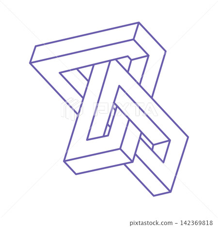 Impossible shapes. Sacred geometry figure. Optical illusion. Abstract eternal geometric objects. Impossible endless outline. Logo. Impossible geometry object on a white background. Optical art. Impossible shapes. Sacred geometry figure. Optical illusion. Abstract eternal geometric objects. Impossible endless outline. Logo. Impossible geometry object on a white background. Optical art. 142369818