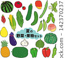 手繪風格夏季蔬果素材套裝 142370237
