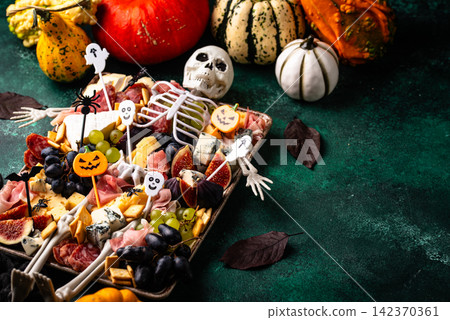 Assortment of cheese and meat appetizers Assortment of cheese and meat appetizers 142370361