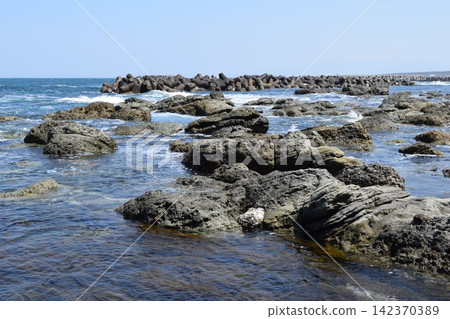Rocky landscape on the Shonai coast Rocky landscape on the Shonai coast 142370389