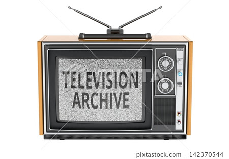 Television Archive, retro television set with static screen. 3D rendering Television Archive, retro television set with static screen. 3D rendering 142370544
