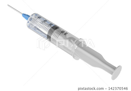50 ml medical syringe with needle for injection and vaccination. 3d rendering 50 ml medical syringe with needle for injection and vaccination. 3d rendering 142370546