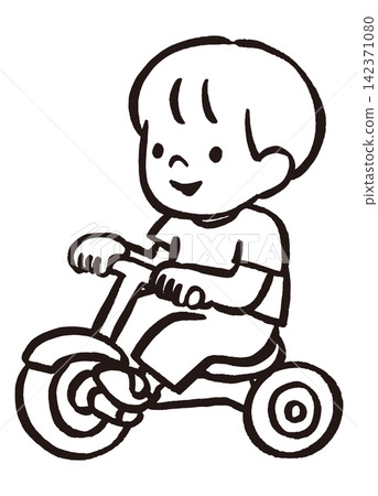 Line drawing illustration of a boy riding a tricycle | Outdoor play, vehicles, coloring pages, educational materials for toddlers and children Line drawing illustration of a boy riding a tricycle | Outdoor play, vehicles, coloring pages, educational materials for toddlers and children 142371080