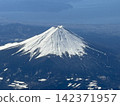 輪廓清晰、景色優美的富士山，山頂覆蓋著皚皚白雪，山頂還有火山口。 142371957