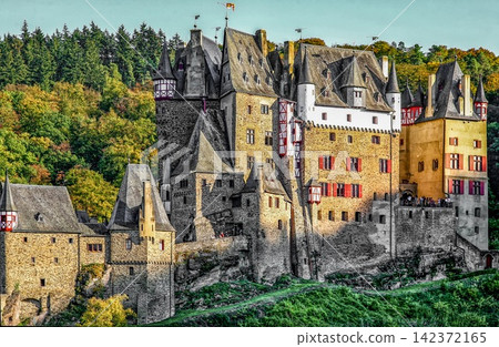 Medieval Eltz Castle in Autumn Forest Landscape Medieval Eltz Castle in Autumn Forest Landscape 142372165