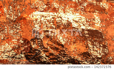 Glowing Copper Metal Abstract Texture Background 3d render. 142372376