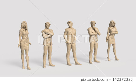 Diverse Business Team Standing in Professional Poses 3d render. Diverse Business Team Standing in Professional Poses 3d render. 142372383