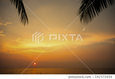 Islam moon star night isra miraj namaz sunset background mubaruk greeting islam ramadan element masjid aqsa hajj kaaba umrah eid arabian religion islamic arab muslim greeting miraj kaaba 142372856