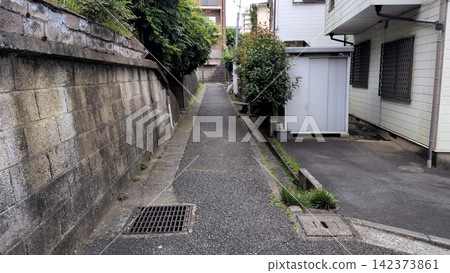 人口密集住宅區的狹窄巷道和住宅街道 142373861