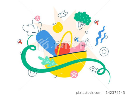World Vegan Day Vector Illustration Featuring Plant Based Food, Fresh Vegetables, Healthy Nutrition, Sustainable Lifestyle and Eco Friendly Living World Vegan Day Vector Illustration Featuring Plant Based Food, Fresh Vegetables, Healthy Nutrition, Sustainable Lifestyle and Eco Friendly Living 142374243
