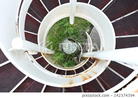 A beautiful spiral staircase viewed from directly above. A beautiful spiral staircase viewed from directly above. 142374394