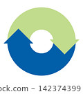Two-step circular cycle diagram (cycle arrow) filled vector illustration 142374399