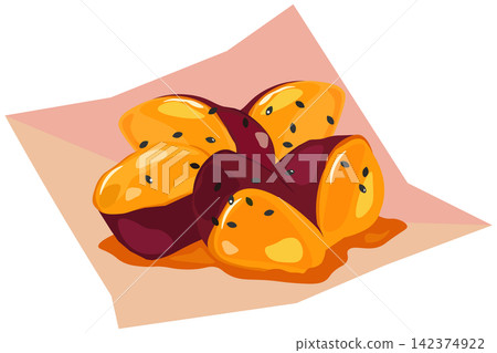 一張紙上畫著蜜餞地瓜。 一張紙上畫著蜜餞地瓜。 142374922