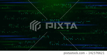 Abstract green light square matrix Glitch digital pixel on dark background. Abstract green light square matrix Glitch digital pixel on dark background. 142376621