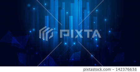 Futuristic Blue Technology Background with Digital Network Connections and Glowing Data Visualization. Futuristic Blue Technology Background with Digital Network Connections and Glowing Data Visualization. 142376638