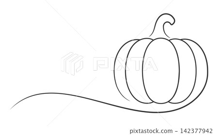 Pumpkin One Line Drawing Pumpkin One Line Drawing 142377942
