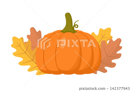 Harvest Pumpkin with Autumn Leaves Harvest Pumpkin with Autumn Leaves 142377943