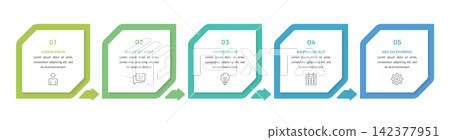 Five-Step Process Flow Infographic Template 142377951