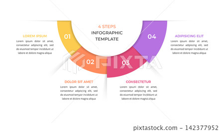 Semicircular Four Step Process Infographic Template 142377952