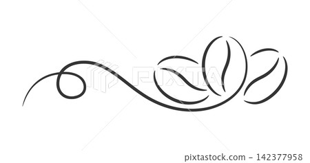 Hand Drawn Coffee Bean Swirl Ornament 142377958