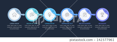 Six Steps Process Infographic Workflow Template Six Steps Process Infographic Workflow Template 142377961