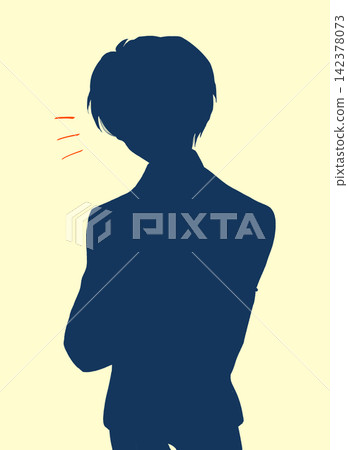 Silhouette of a man in a suit with his arms crossed. Silhouette of a man in a suit with his arms crossed. 142378073