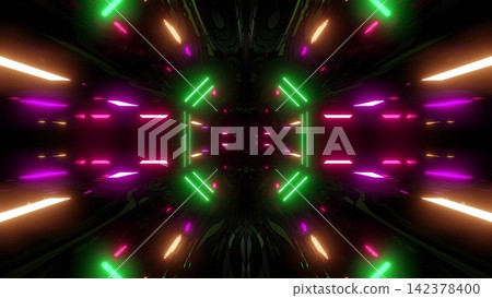 Futuristic Neon Abstract Cyberpunk Light Tunnel Background 142378400