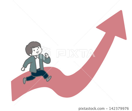 A man running along an upward arrow A man running along an upward arrow 142379976