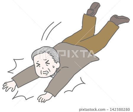 Elderly man falls spectacularly outdoors Elderly man falls spectacularly outdoors 142380280