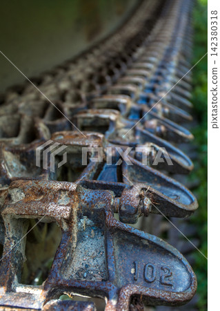 Old Soviet GT-SM GAZ-71 tracked all-terrain vehicle overgrown in forest in Murmansk Oblast, Russia 142380318