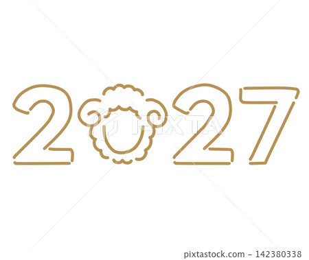 2027新年賀卡簡約綿羊設計 2027新年賀卡簡約綿羊設計 142380338